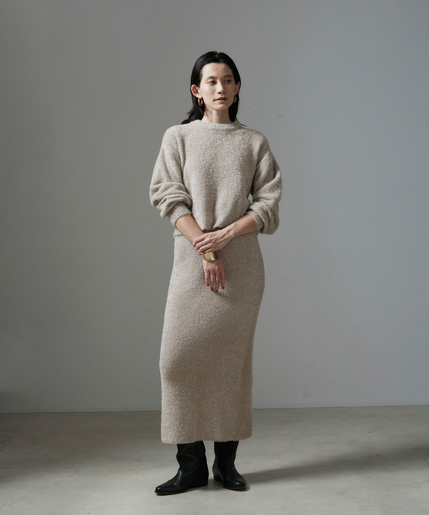 SALON adam et rope'「【WEB限定】シャイニーシャギーニットスカート【セットアップ対応】」|スカート|