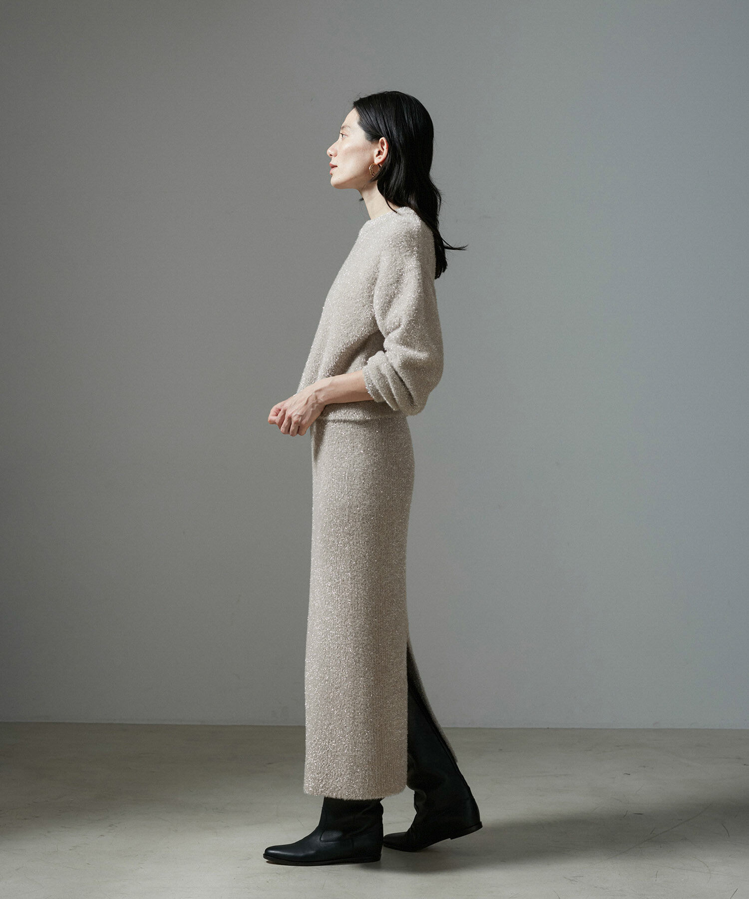 SALON adam et rope'「【WEB限定】シャイニーシャギーニットスカート【セットアップ対応】」|スカート|