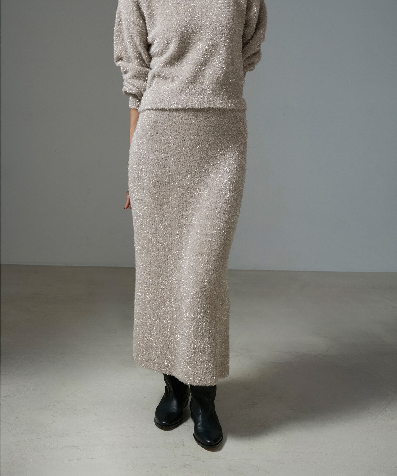 SALON adam et rope'「【WEB限定】シャイニーシャギーニットスカート【セットアップ対応】」|スカート|