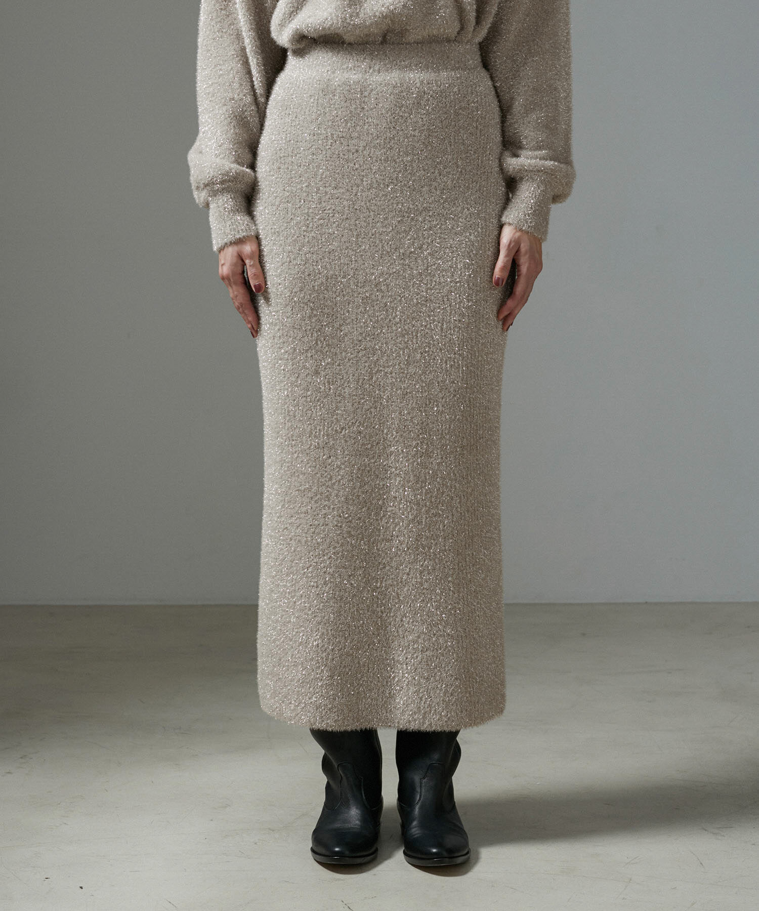 SALON adam et rope'「【WEB限定】シャイニーシャギーニットスカート【セットアップ対応】」|スカート|