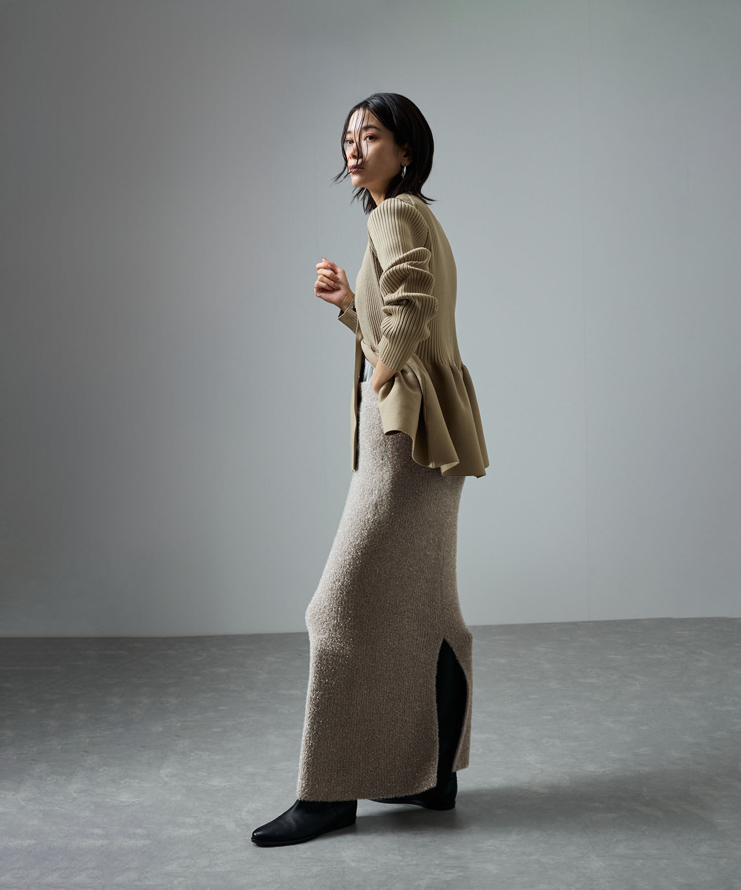 SALON adam et rope'「【WEB限定】シャイニーシャギーニットスカート【セットアップ対応】」|スカート|