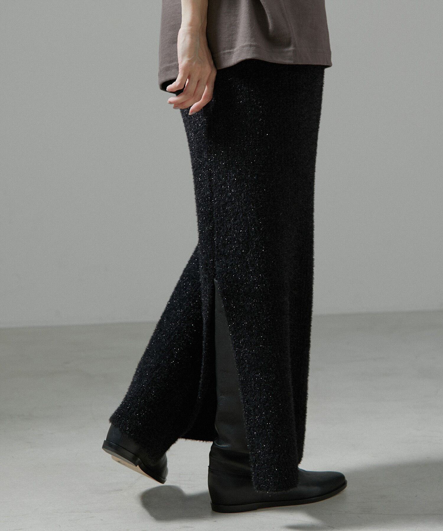 SALON adam et rope'「【WEB限定】シャイニーシャギーニットスカート【セットアップ対応】」|スカート|