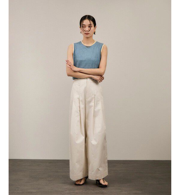 SALON adam et rope'「【WEB限定】コットンツイルワイドフォルムパンツ/カーブパンツ」|チノ|
