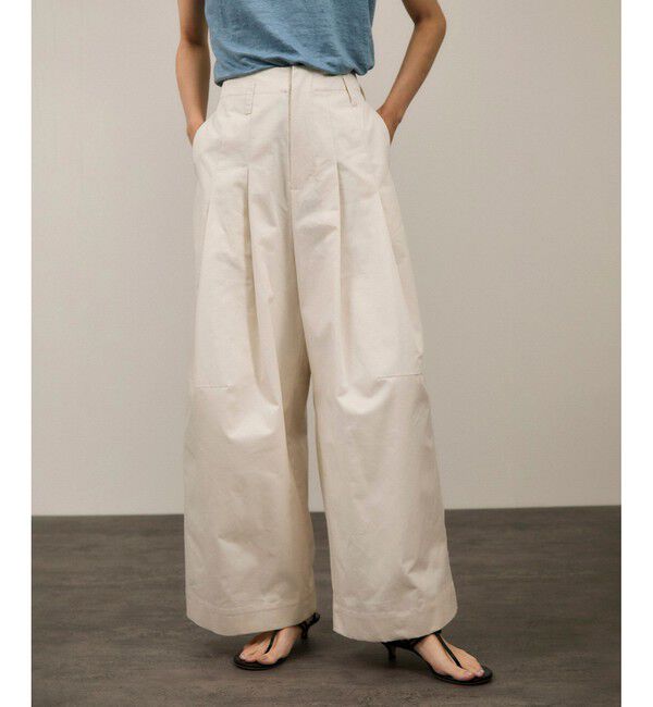 SALON adam et rope'「【WEB限定】コットンツイルワイドフォルムパンツ/カーブパンツ」|チノ|