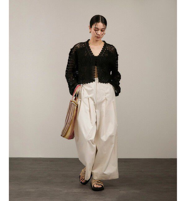 SALON adam et rope'「【WEB限定】コットンツイルワイドフォルムパンツ/カーブパンツ」|チノ|