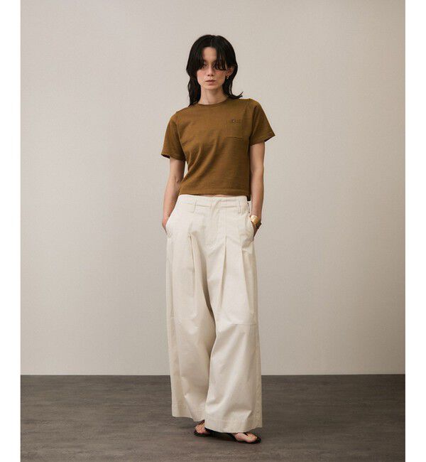 SALON adam et rope'「【WEB限定】コットンツイルワイドフォルムパンツ/カーブパンツ」|チノ|