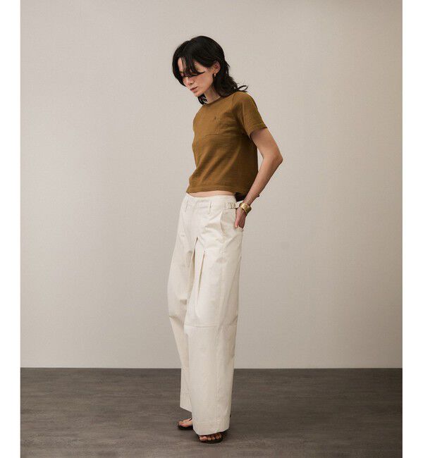 SALON adam et rope'「【WEB限定】コットンツイルワイドフォルムパンツ/カーブパンツ」|チノ|