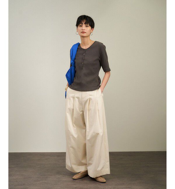 SALON adam et rope'「【WEB限定】コットンツイルワイドフォルムパンツ/カーブパンツ」|チノ|