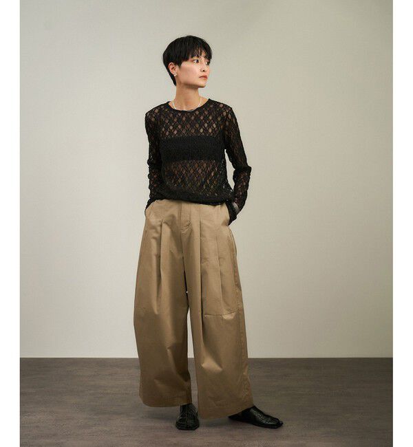 SALON adam et rope'「【WEB限定】コットンツイルワイドフォルムパンツ/カーブパンツ」|チノ|