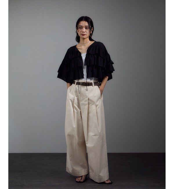 SALON adam et rope'「【WEB限定】コットンツイルワイドフォルムパンツ/カーブパンツ」|チノ|