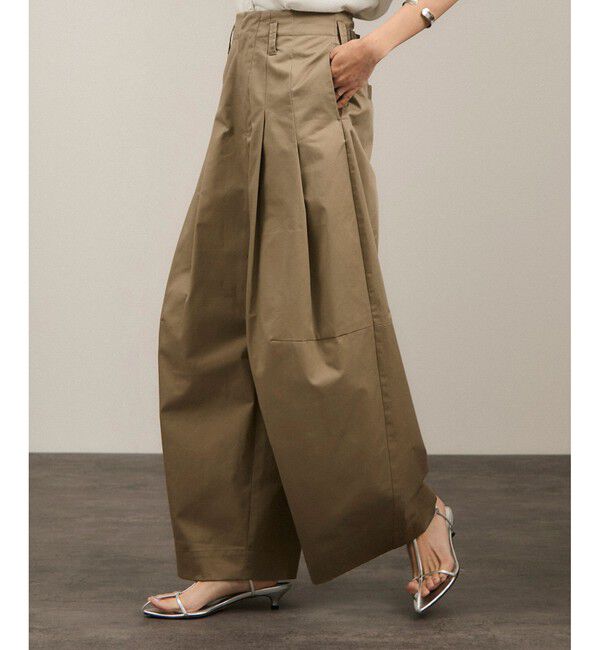 SALON adam et rope'「【WEB限定】コットンツイルワイドフォルムパンツ/カーブパンツ」|チノ|ベージュ(27)
