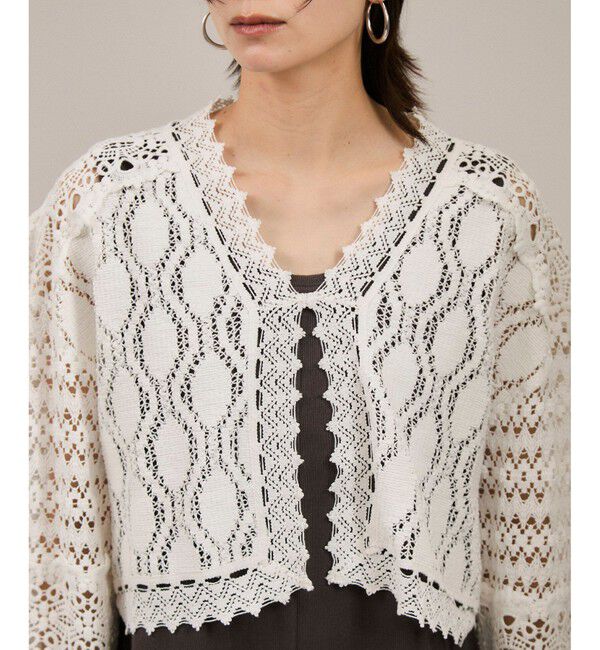 SALON adam et rope'「【WEB限定】レースパッチワークボレロ」|カーディガン|