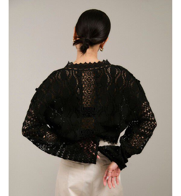 SALON adam et rope'「【WEB限定】レースパッチワークボレロ」|カーディガン|