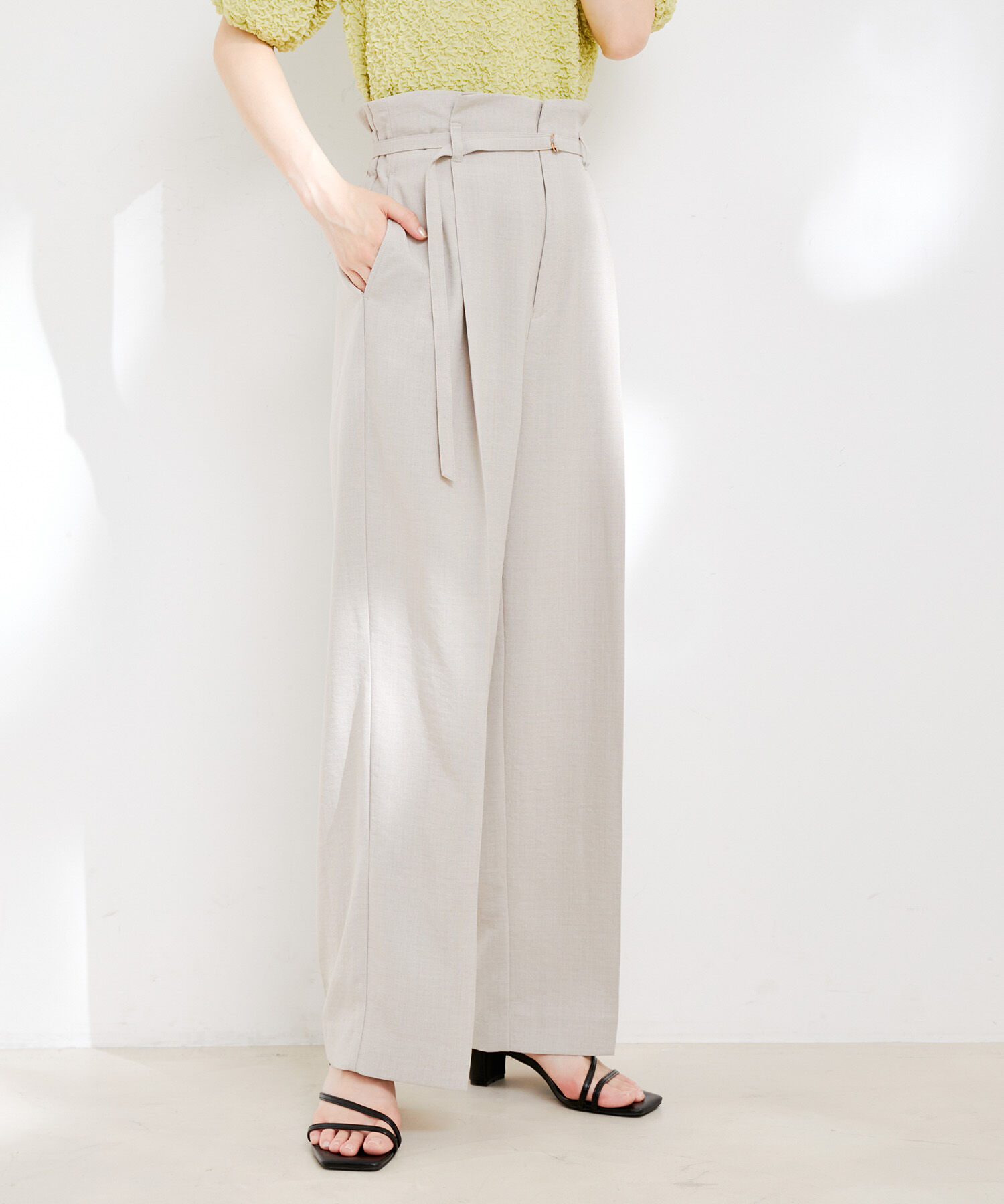 VIS「【接触冷感・洗える】美easy Dカンベルト付きワイドパンツ【セットアップ対応】」|スラックス|