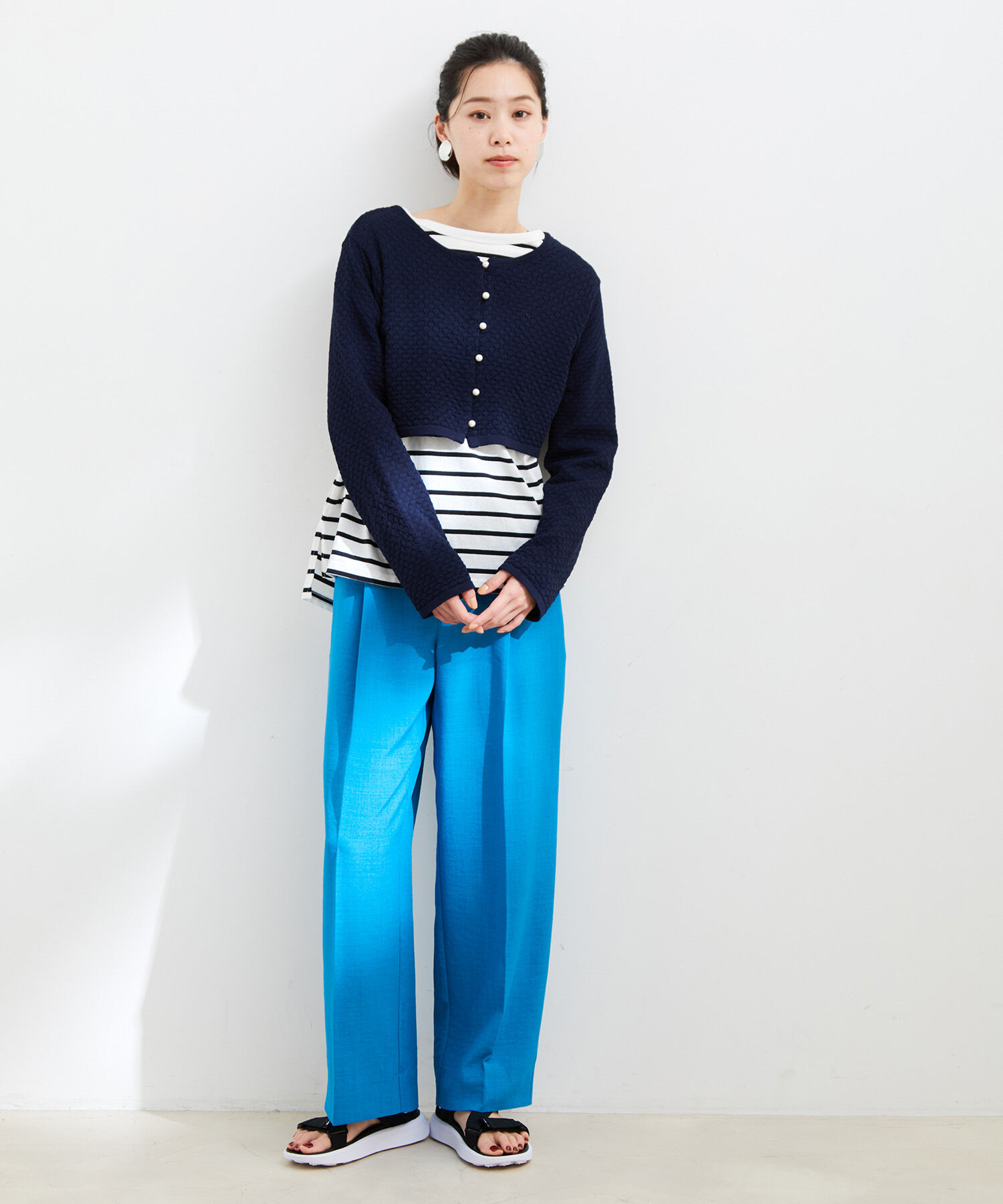 VIS「【接触冷感・洗える】美easy Dカンベルト付きワイドパンツ【セットアップ対応】」|スラックス|