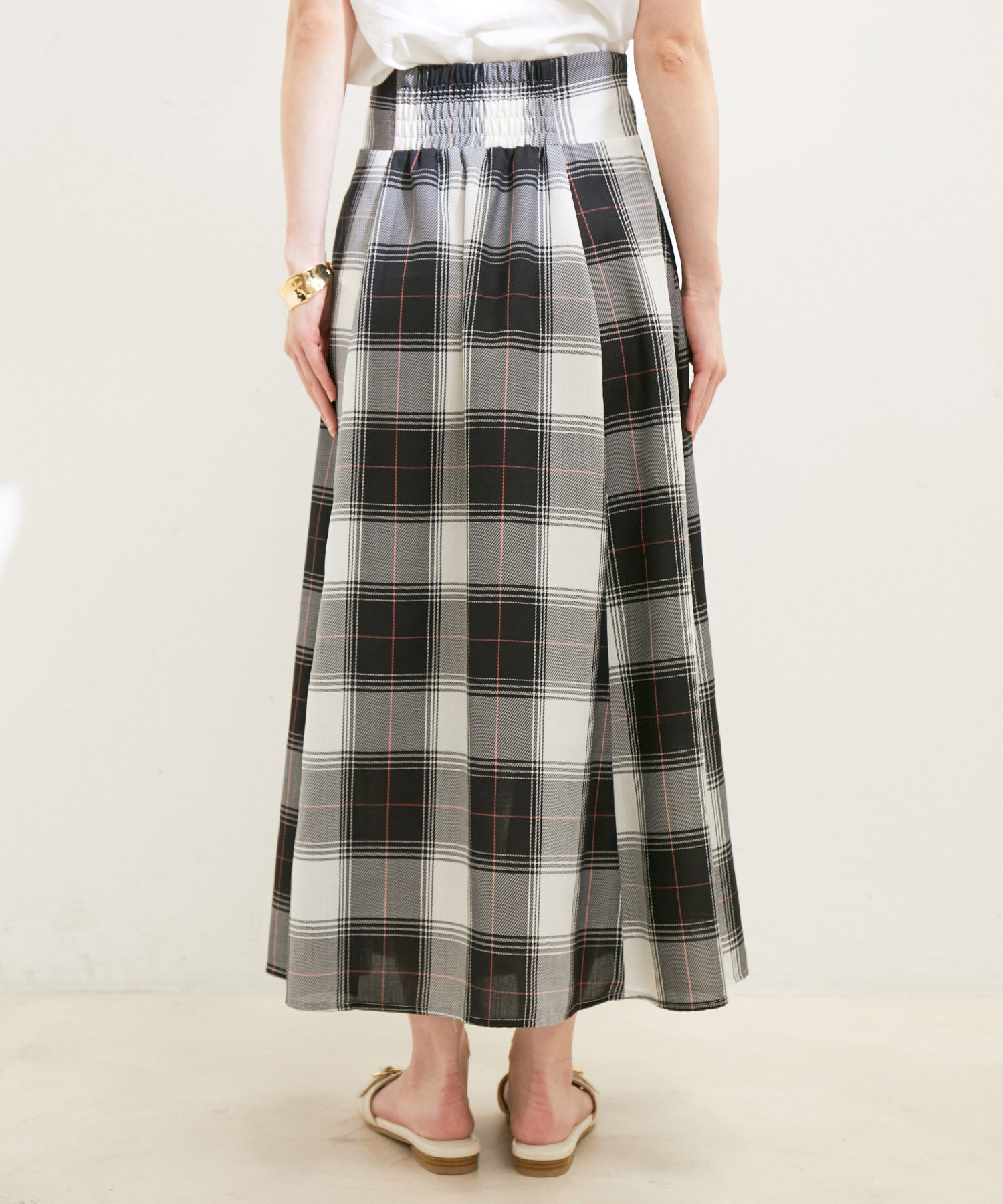 VIS「【洗える】先染めチェックハイウエストフレアスカート」|スカート|