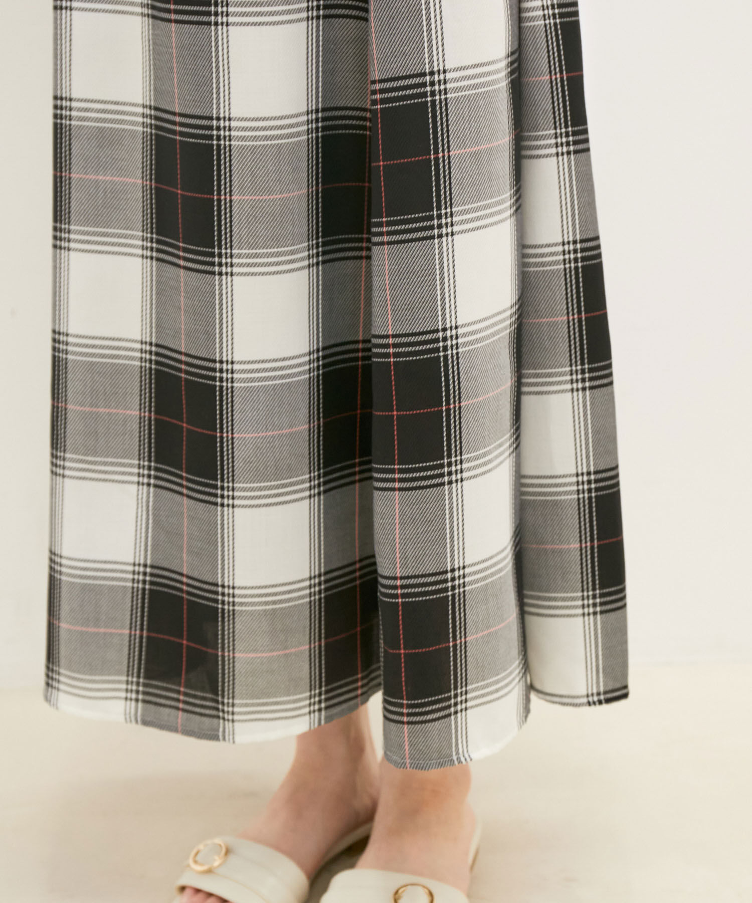 VIS「【洗える】先染めチェックハイウエストフレアスカート」|スカート|