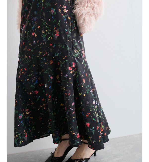 VIS「【洗える】ボカシフラワーアート柄マーメイドスカート」|スカート|