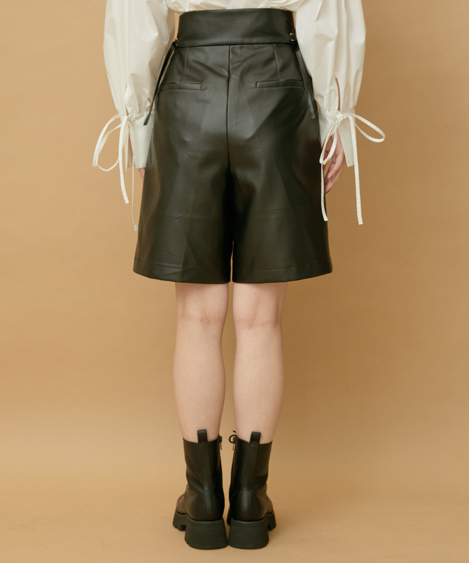 VIS「【洗える】レースアップバミューダパンツ」|スラックス|