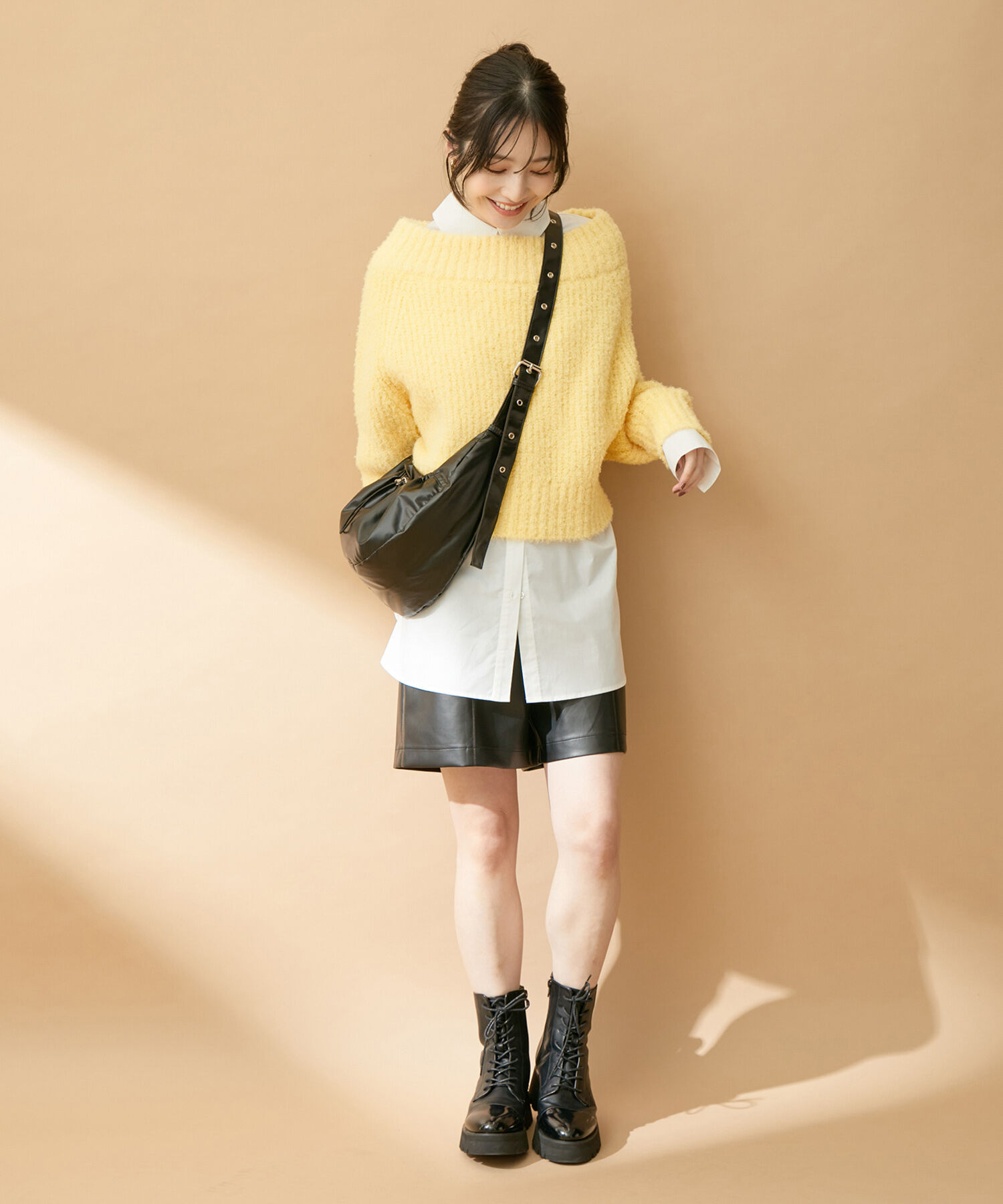 VIS「【洗える】レースアップバミューダパンツ」|スラックス|