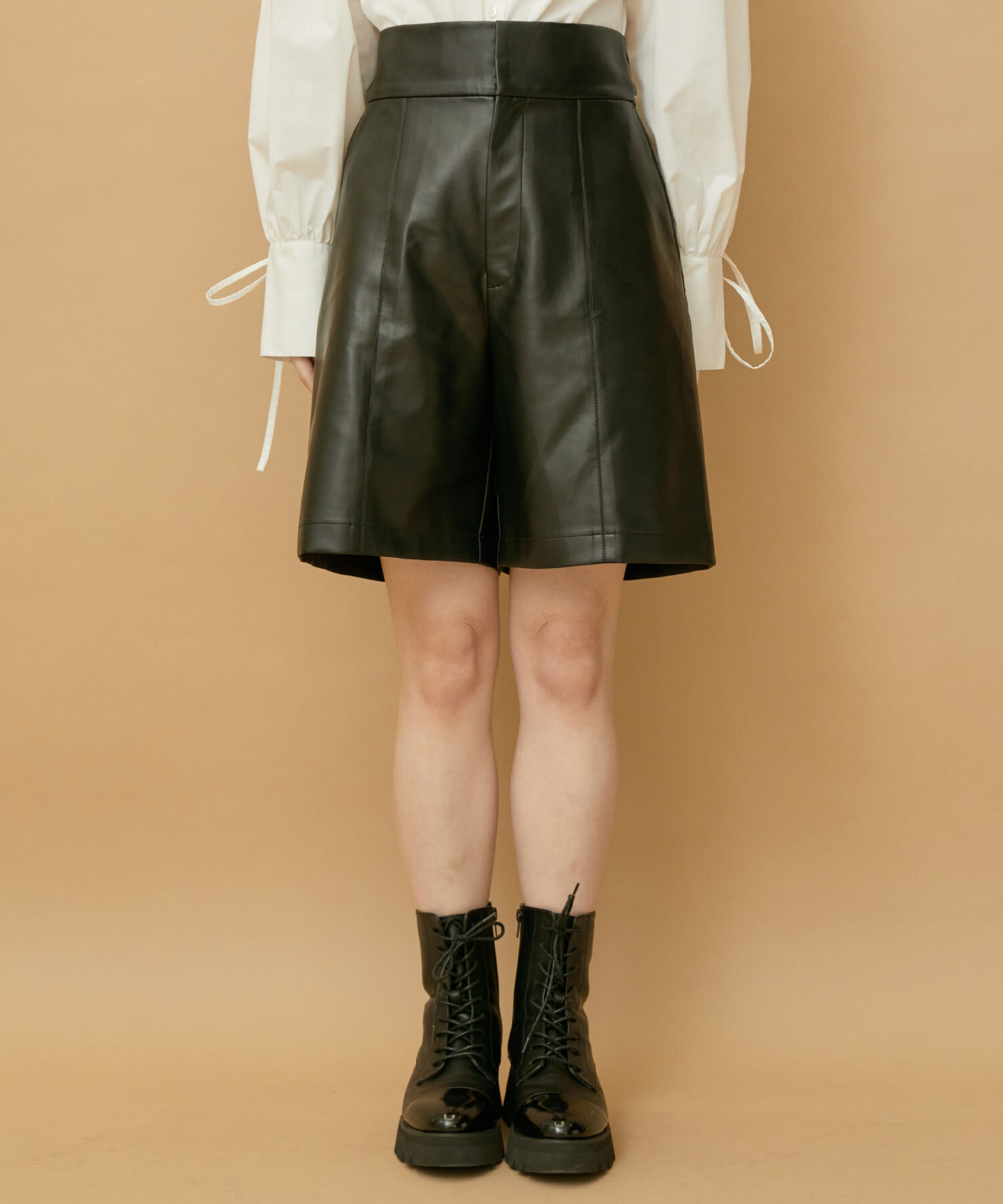 VIS「【洗える】レースアップバミューダパンツ」|スラックス|