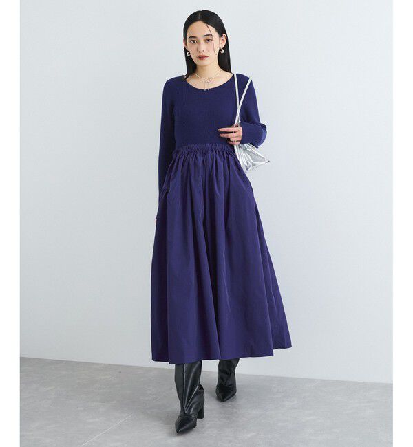 VIS「【前後2WAY】ニットドッキングワンピース【洗える】」|ワンピース|