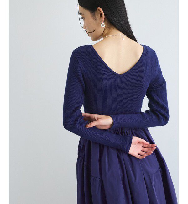 VIS「【前後2WAY】ニットドッキングワンピース【洗える】」|ワンピース|