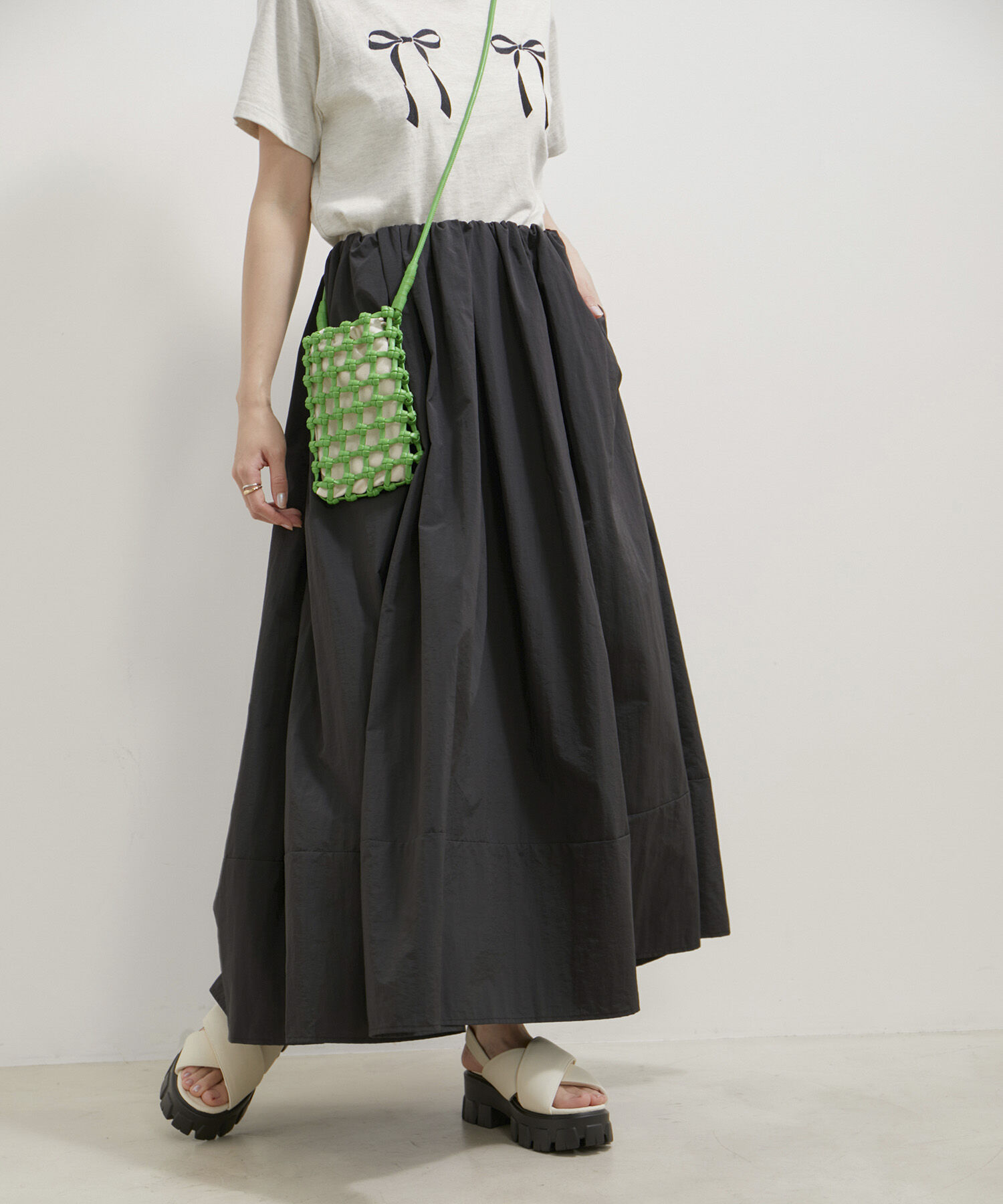 VIS「【WEB/一部店舗限定】裾切り替えギャザースカート」|スカート|