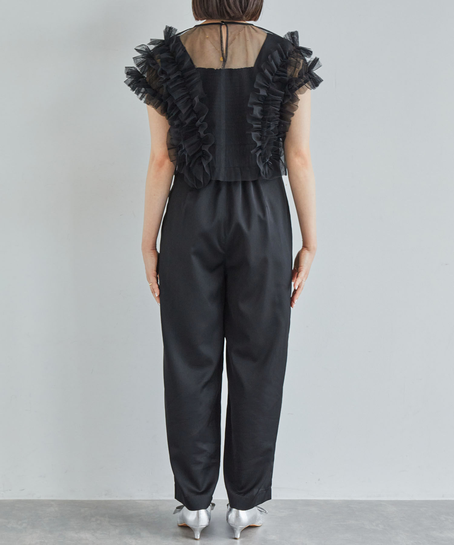 VIS「【VISDRESS】チュールフリルセットオールインワン【低身長向けサイズ有】」|オールインワン|