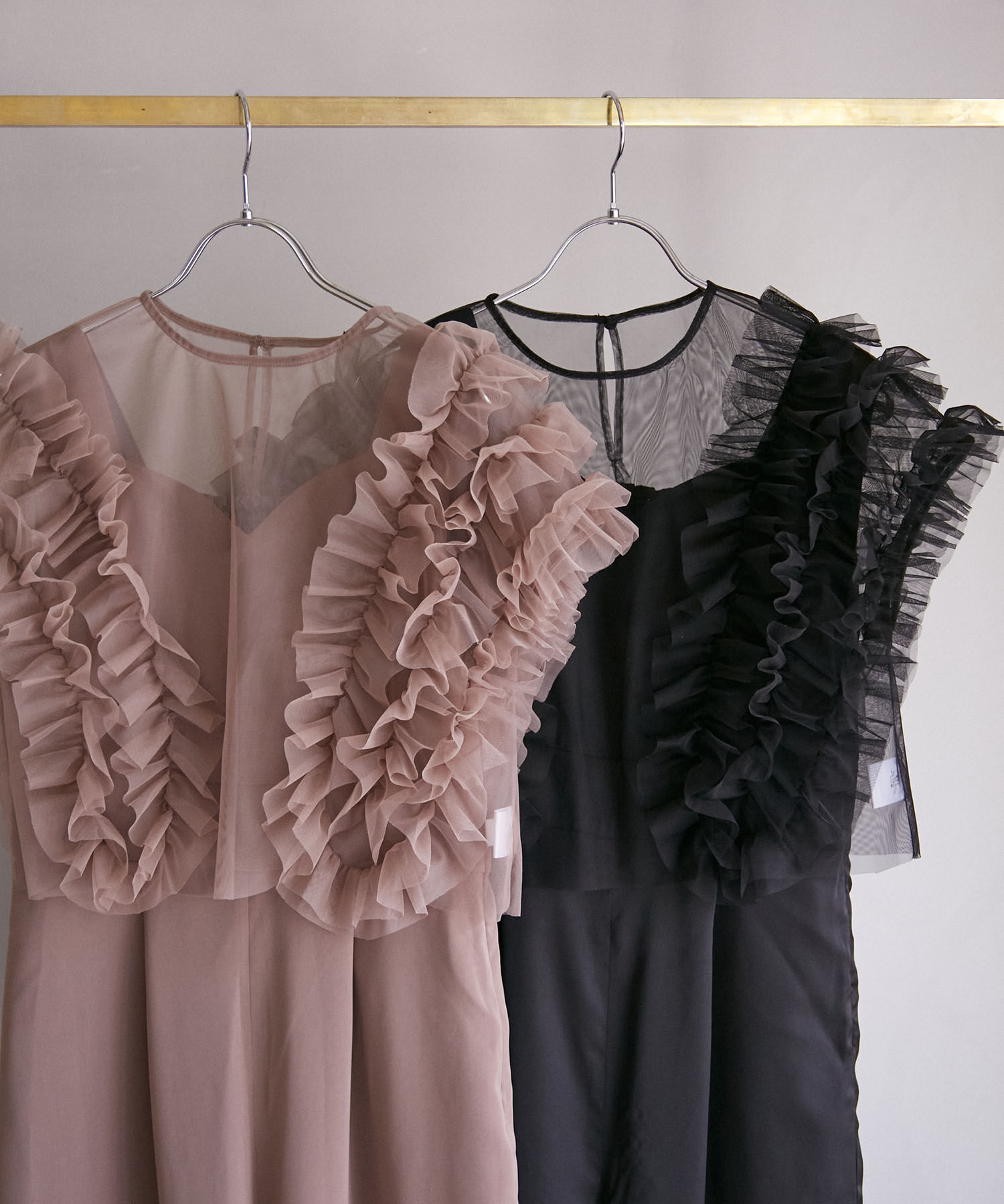 VIS「【VISDRESS】チュールフリルセットオールインワン【低身長向けサイズ有】」|オールインワン|