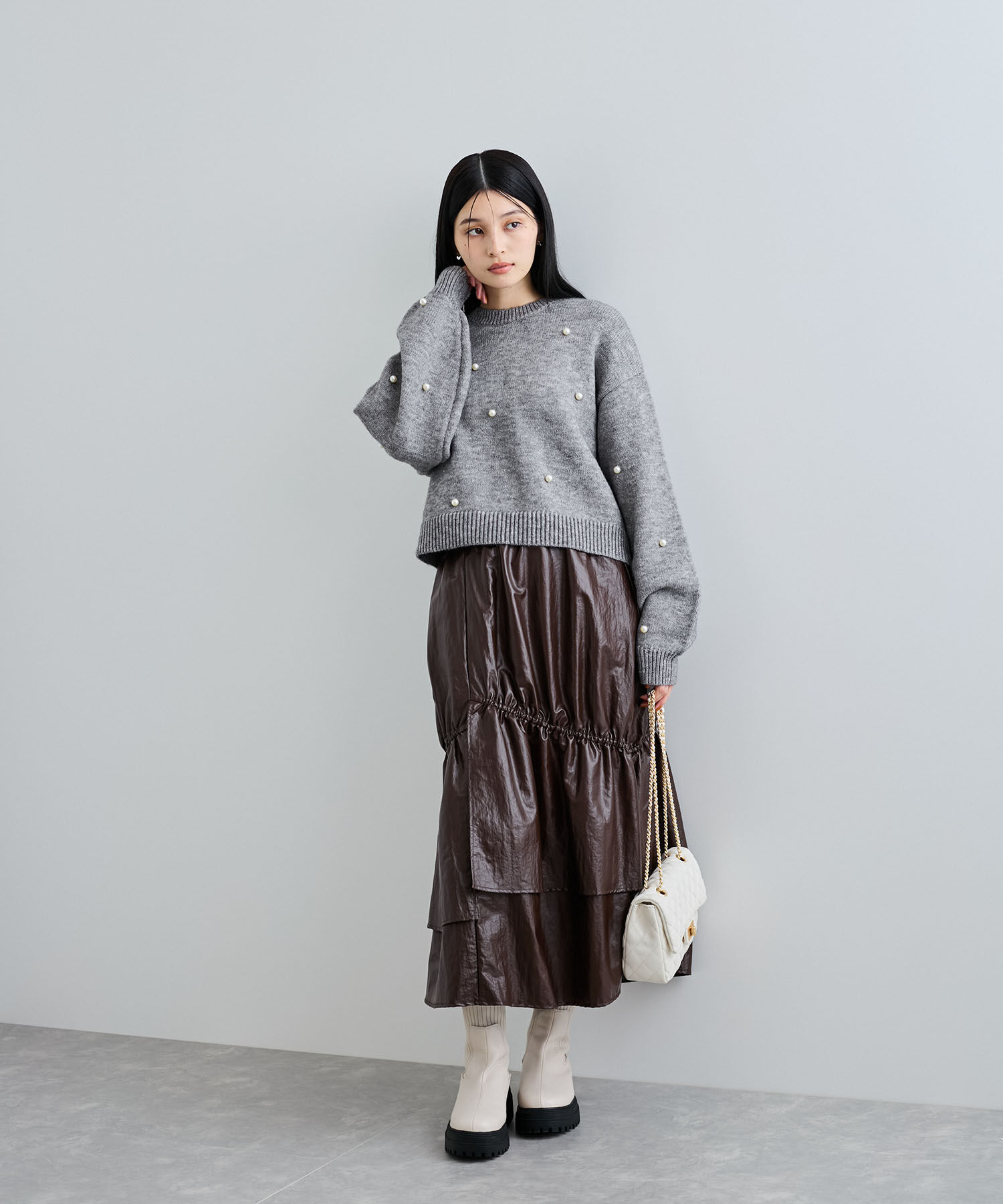 VIS「【WEB/ルミネ店限定】パールボタンニットプルオーバー」|ニット・セーター|