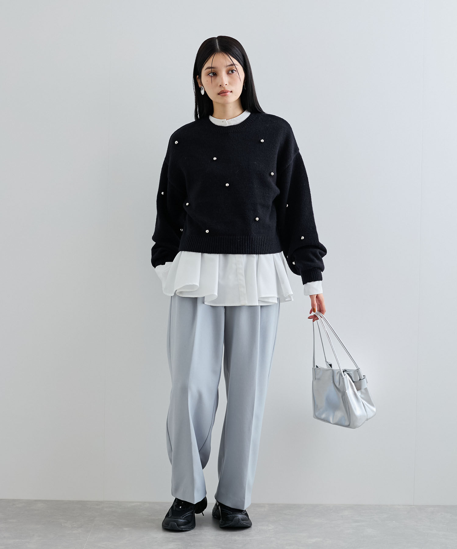 VIS「【WEB/ルミネ店限定】パールボタンニットプルオーバー」|ニット・セーター|