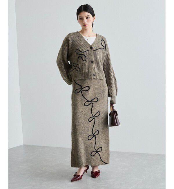 VIS「【WEB限定】リボンコード刺繍ニットスカート【セットアップ対応】」|スカート|