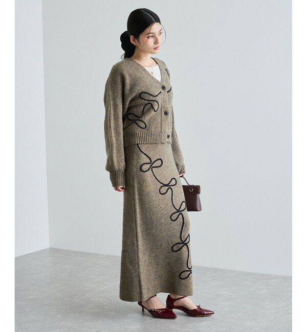 VIS「【WEB限定】リボンコード刺繍ニットスカート【セットアップ対応】」|スカート|