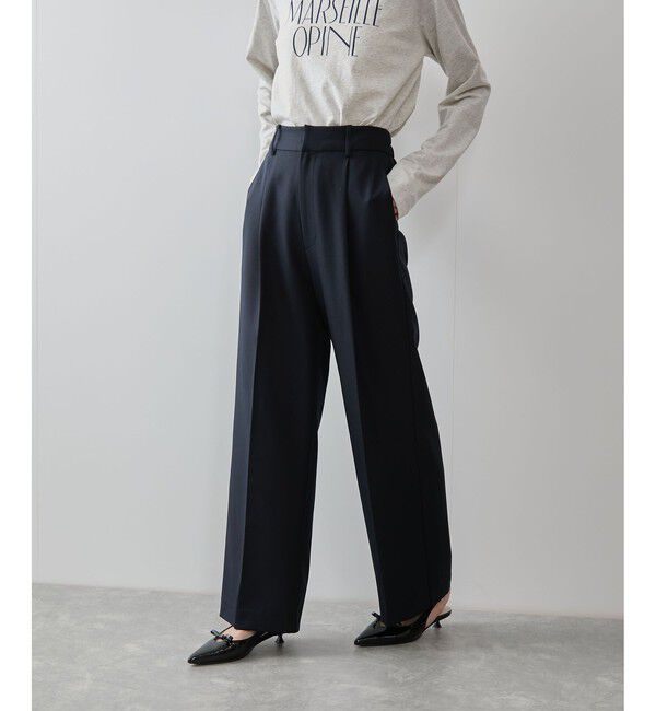 VIS「【美easy】コンフォートストレートワイドパンツ/イージーケア・UVケア・セットアップ対応」|スラックス|