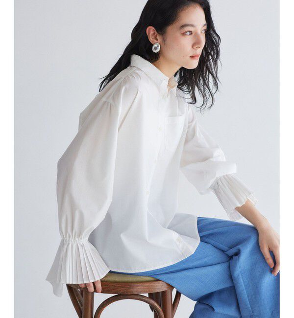 VIS「【洗える】プリーツスリーブフレアーシャツ」|シャツ・ブラウス|