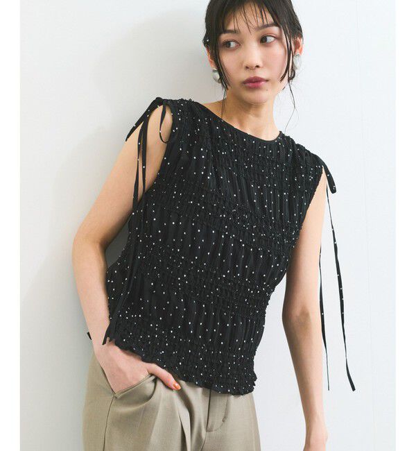 VIS「プリーツシアーシャーリングブラウス」|シャツ・ブラウス|ブラック系(02)