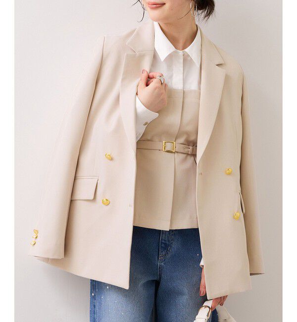 VIS「【美easy】コンフォート金ボタンジャケット/イージーケア・UVケア・セットアップ対応」|テーラードジャケット|ベージュ(27)