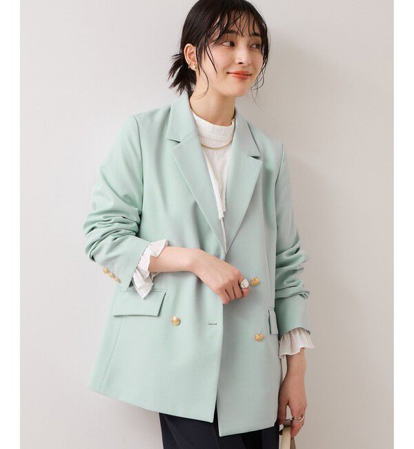 VIS「【美easy】コンフォート金ボタンジャケット/イージーケア・UVケア・セットアップ対応」|テーラードジャケット|ライトグリン(33)
