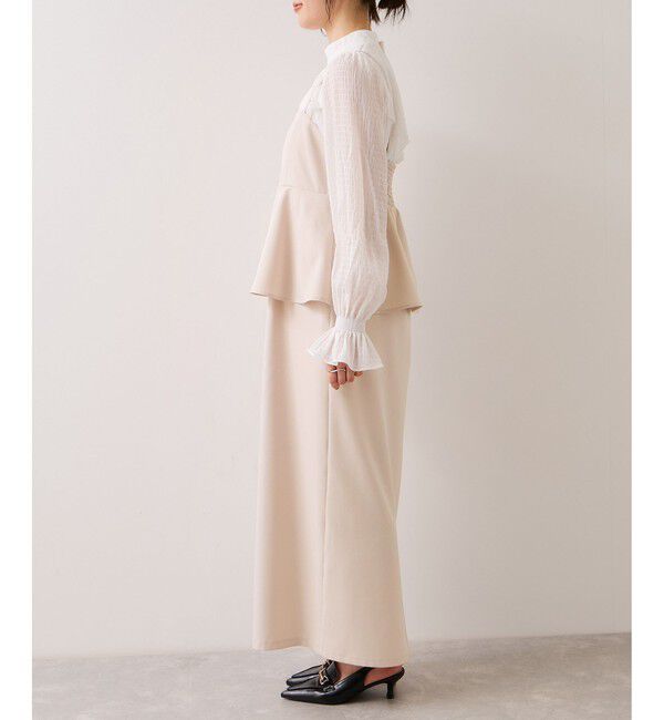 VIS「【WEB限定】美easyコンフォートツイルペプラム切替キャミワンピース/イージーケア・UVケア」|ワンピース|