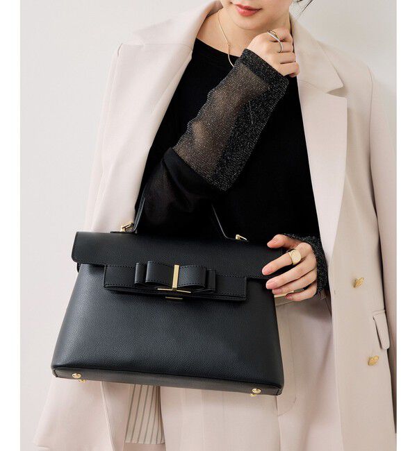 VIS「リボンベルトワンハンドルバッグ/軽量・2WAY」|ハンドバッグ|ブラック(01)