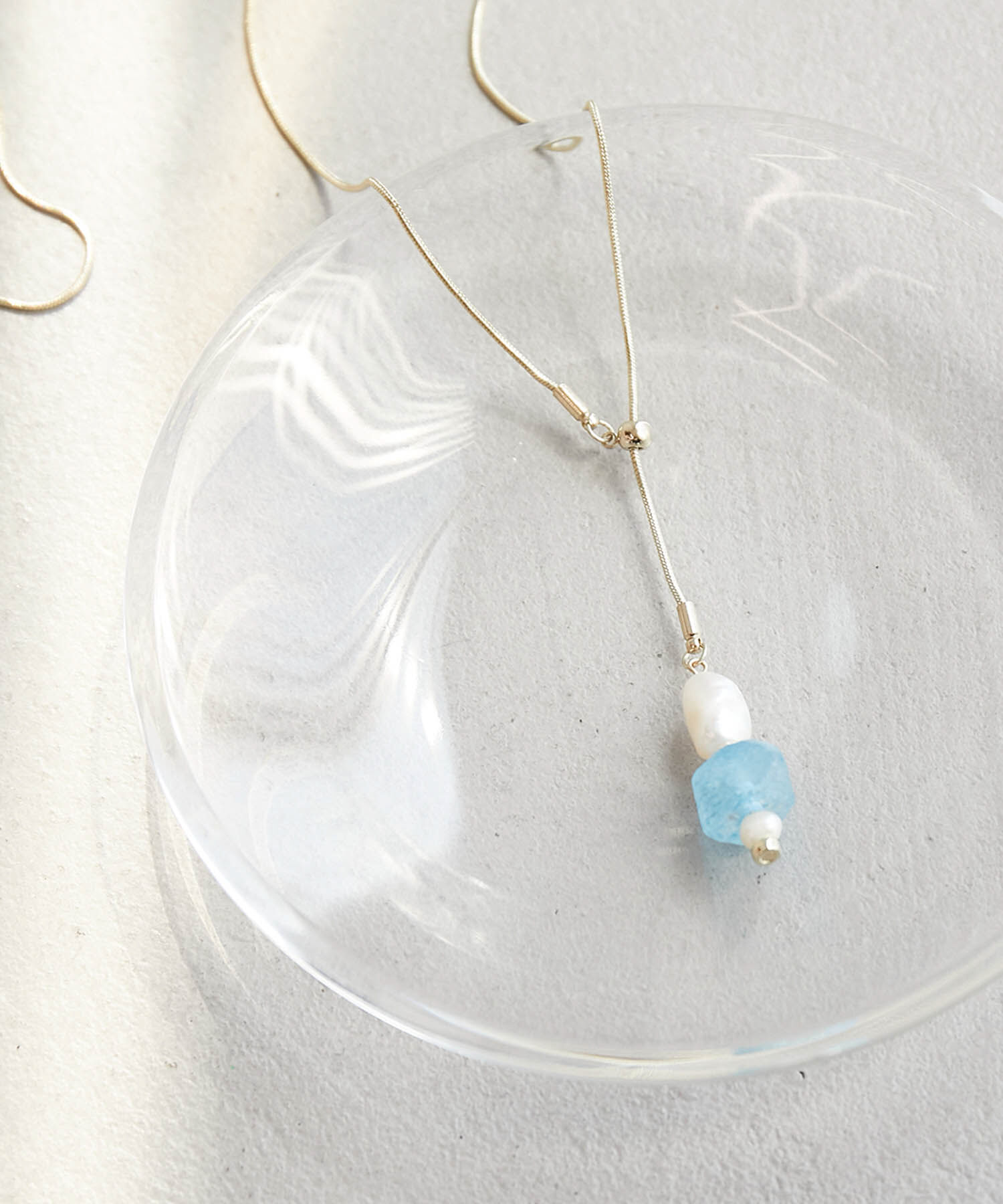 ROPE PICNIC PASSAGE「Recycle glass スライドＹ字ネックレス」|ネックレス|ブルー(44)