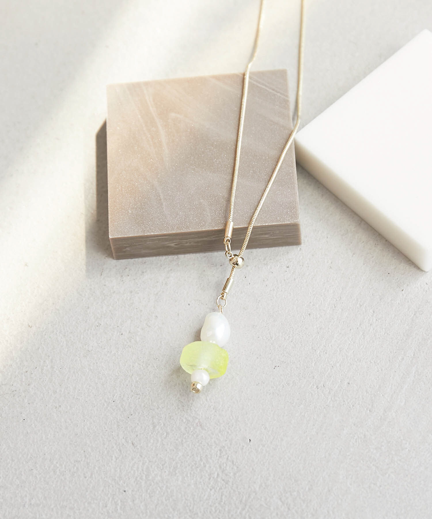 ROPE PICNIC PASSAGE「Recycle glass スライドＹ字ネックレス」|ネックレス|イエロー系(81)