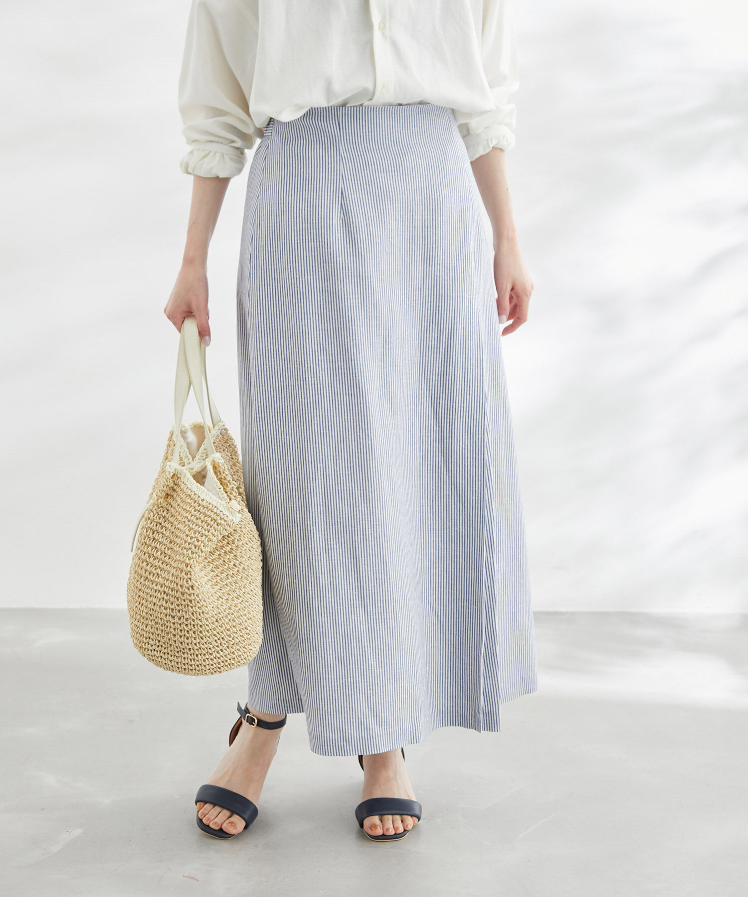 Rope&rsquo;Picnic「麻混アシンメトリータックカラースカート」|スカート|