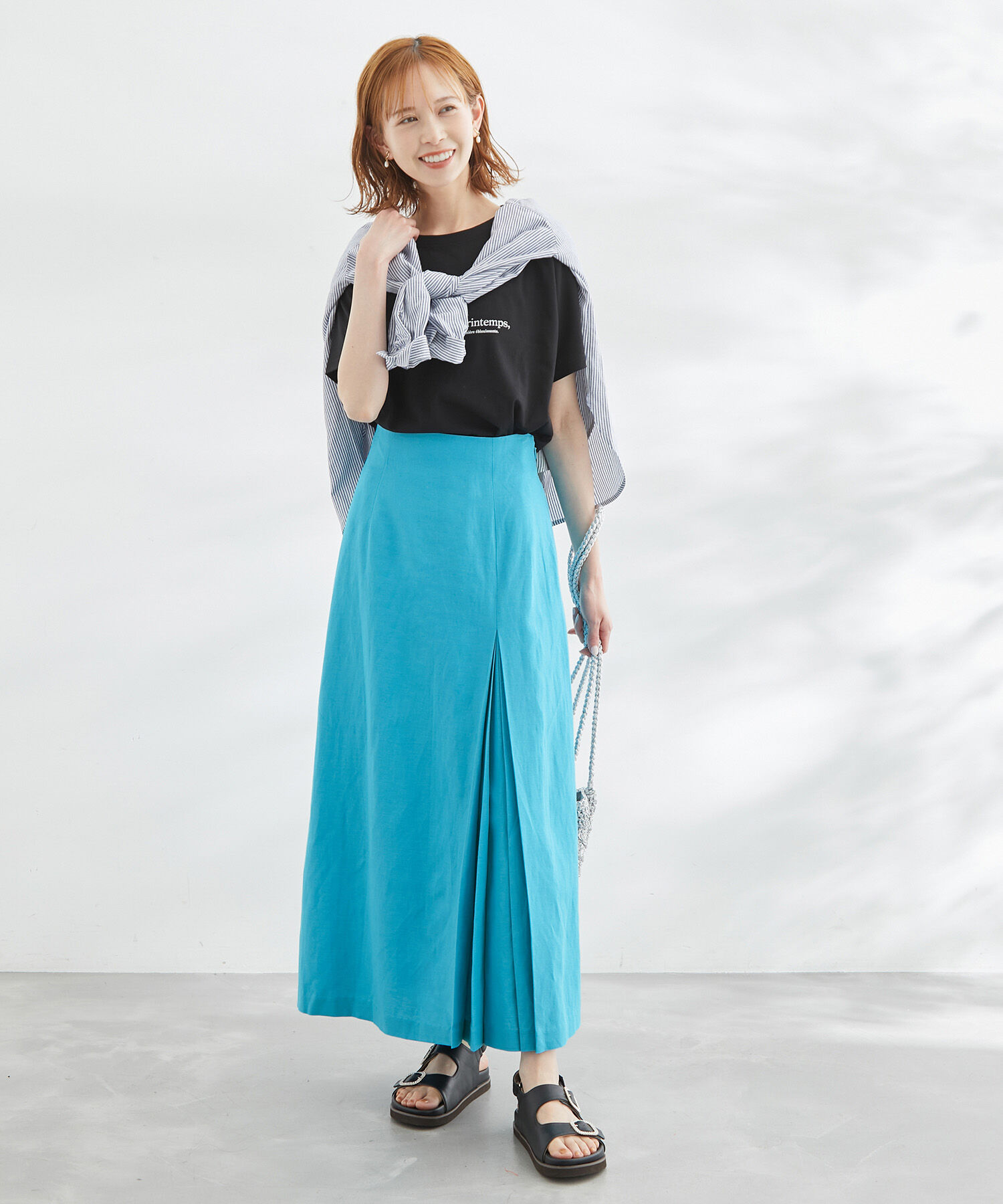 Rope&rsquo;Picnic「麻混アシンメトリータックカラースカート」|スカート|