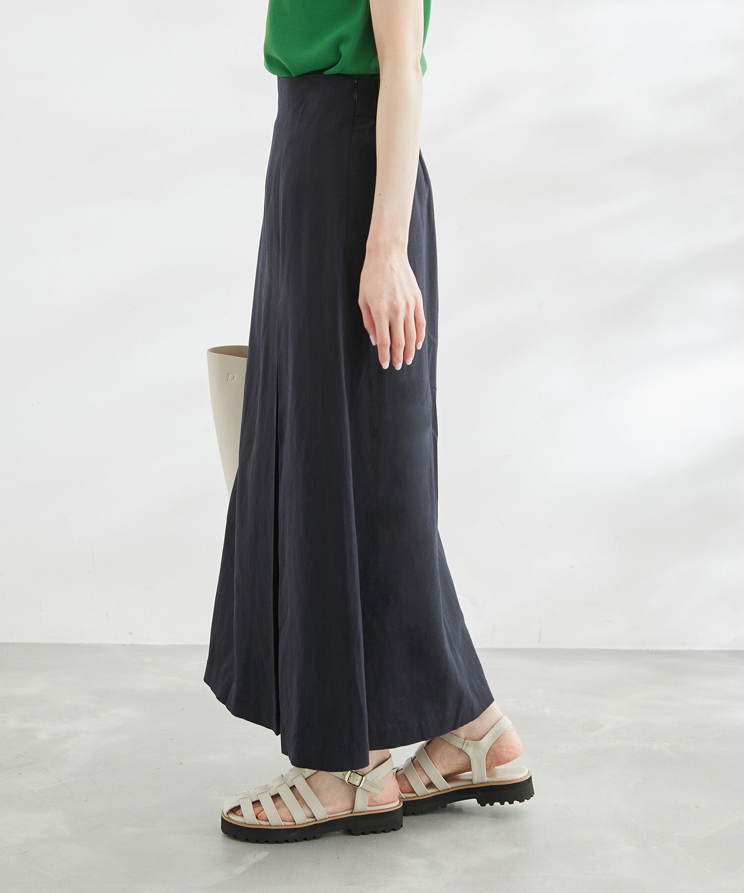 Rope&rsquo;Picnic「麻混アシンメトリータックカラースカート」|スカート|