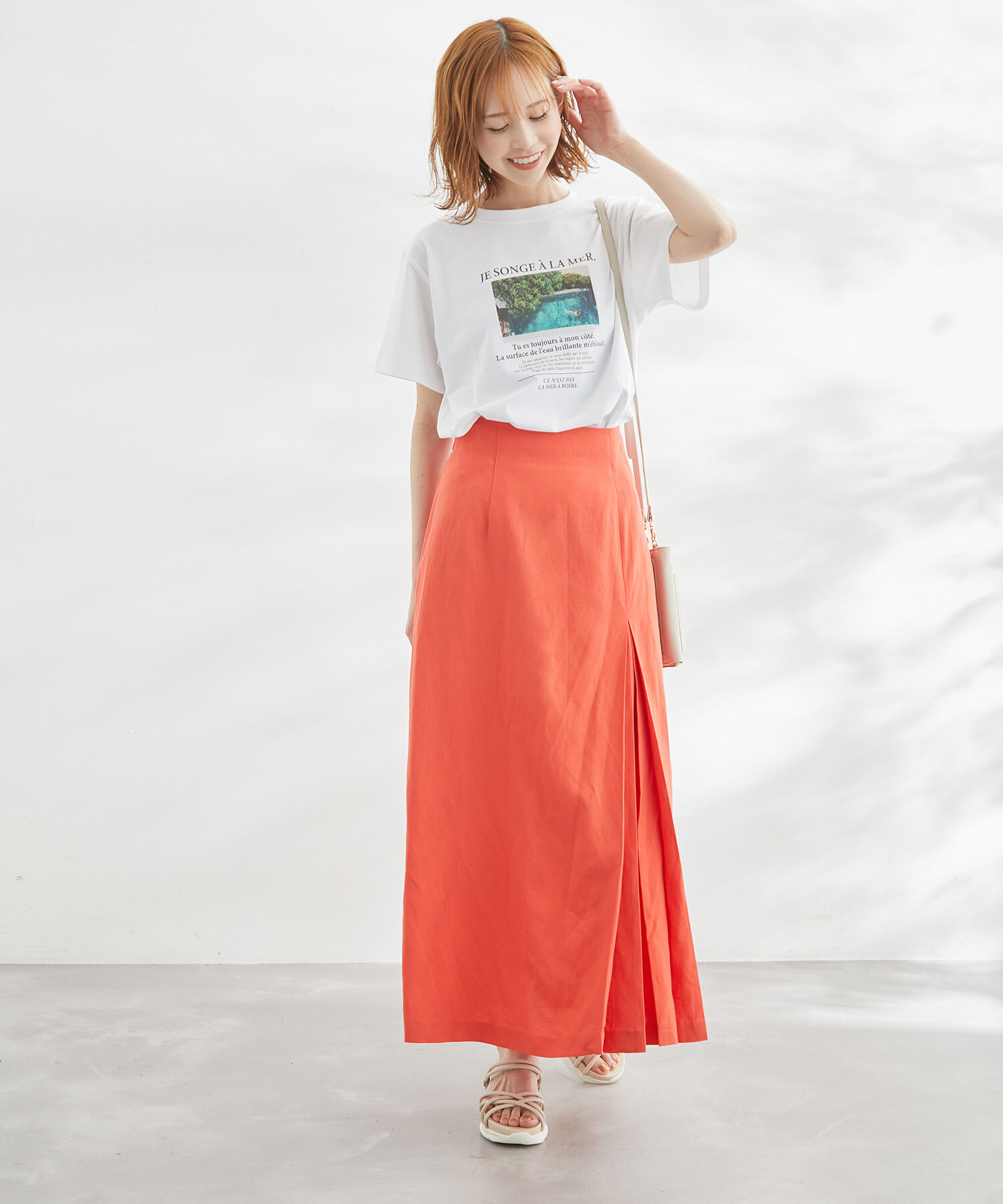 Rope&rsquo;Picnic「麻混アシンメトリータックカラースカート」|スカート|