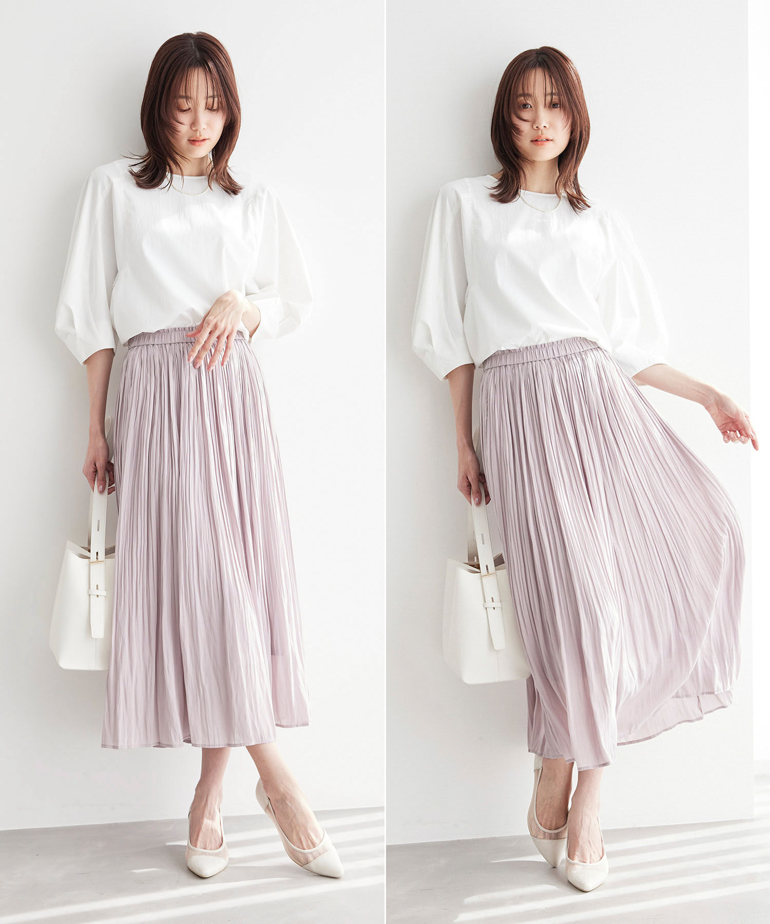 Rope&rsquo;Picnic「【新色追加】着丈が選べるエアリープリーツスカート」|スカート|