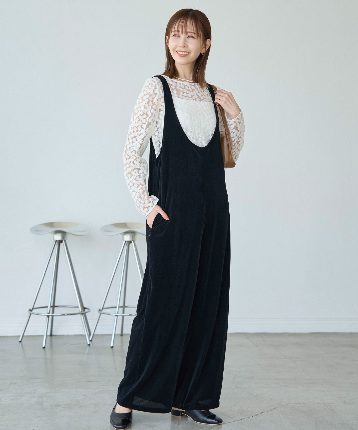 Rope&rsquo;Picnic「ベロアロンパース」|オールインワン|