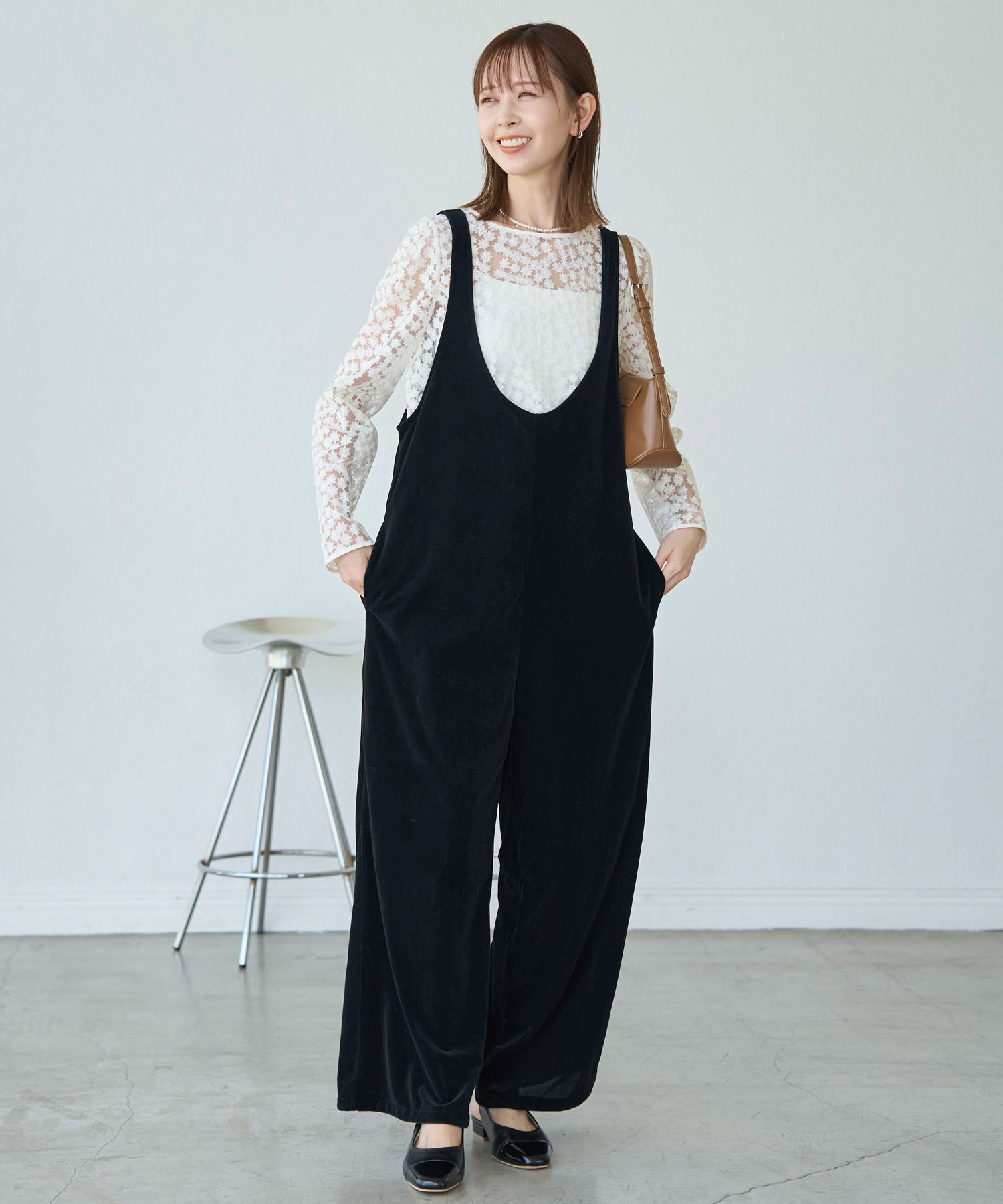 Rope&rsquo;Picnic「ベロアロンパース」|オールインワン|